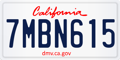 CA license plate 7MBN615