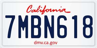 CA license plate 7MBN618