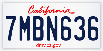 CA license plate 7MBN636