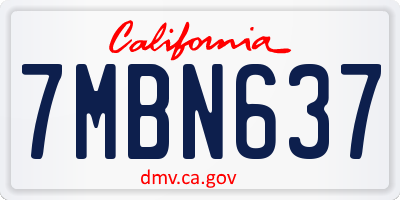CA license plate 7MBN637