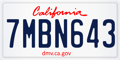 CA license plate 7MBN643
