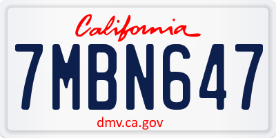 CA license plate 7MBN647