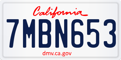 CA license plate 7MBN653
