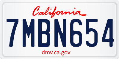 CA license plate 7MBN654