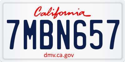 CA license plate 7MBN657