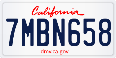 CA license plate 7MBN658