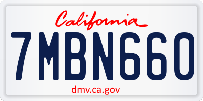CA license plate 7MBN660