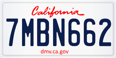 CA license plate 7MBN662