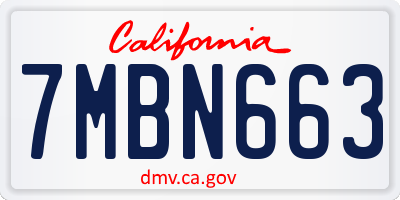 CA license plate 7MBN663