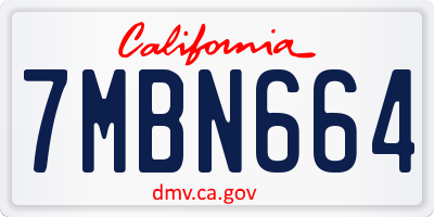 CA license plate 7MBN664