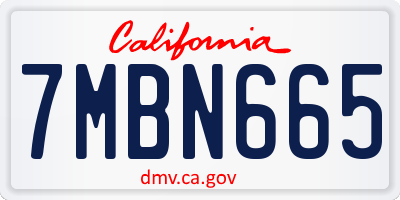 CA license plate 7MBN665