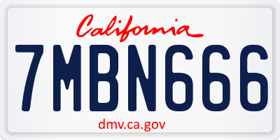 CA license plate 7MBN666