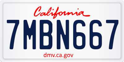 CA license plate 7MBN667
