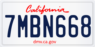 CA license plate 7MBN668