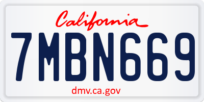CA license plate 7MBN669