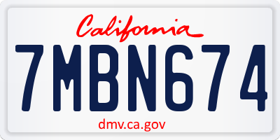 CA license plate 7MBN674