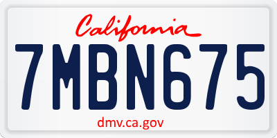 CA license plate 7MBN675