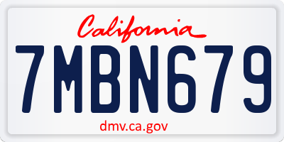 CA license plate 7MBN679