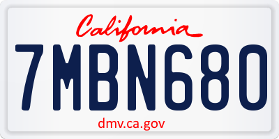 CA license plate 7MBN680
