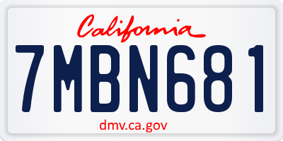 CA license plate 7MBN681