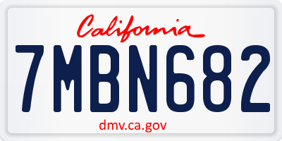 CA license plate 7MBN682