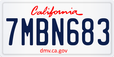 CA license plate 7MBN683