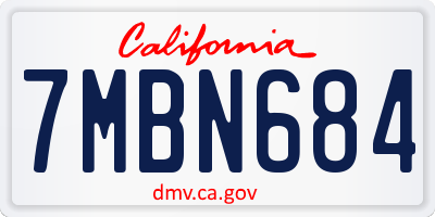 CA license plate 7MBN684
