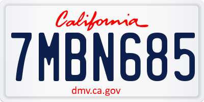 CA license plate 7MBN685