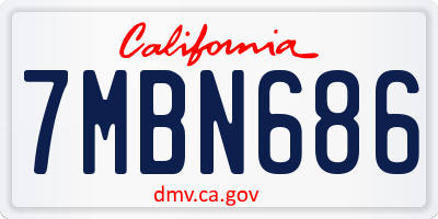 CA license plate 7MBN686