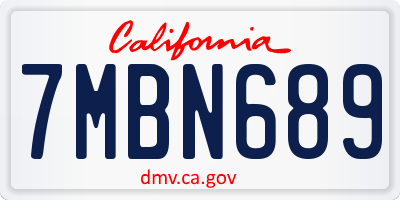 CA license plate 7MBN689