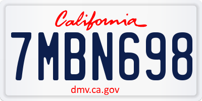 CA license plate 7MBN698