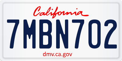CA license plate 7MBN702