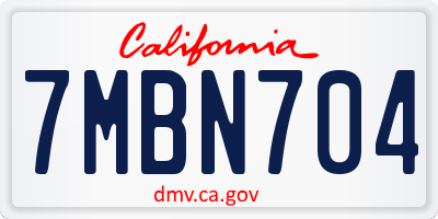 CA license plate 7MBN704
