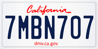 CA license plate 7MBN707