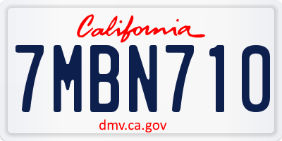 CA license plate 7MBN710