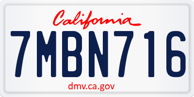 CA license plate 7MBN716