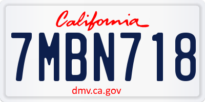 CA license plate 7MBN718