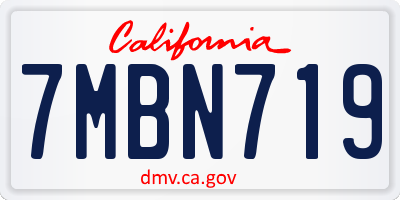 CA license plate 7MBN719