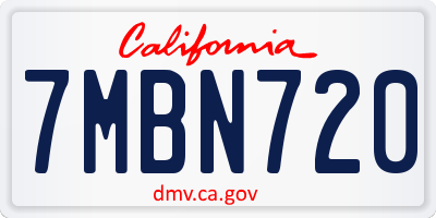 CA license plate 7MBN720