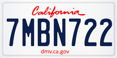 CA license plate 7MBN722