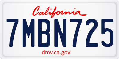 CA license plate 7MBN725