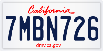 CA license plate 7MBN726