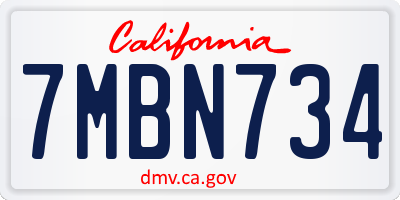 CA license plate 7MBN734