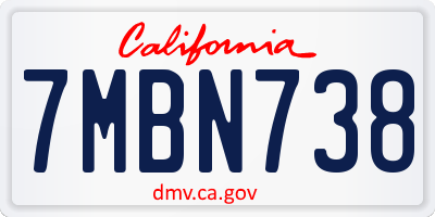 CA license plate 7MBN738