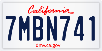 CA license plate 7MBN741