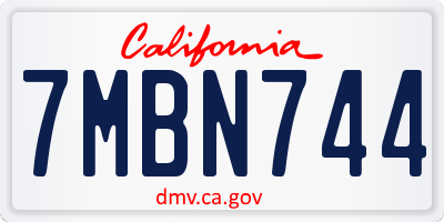 CA license plate 7MBN744