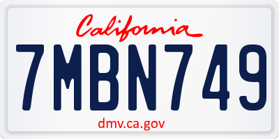 CA license plate 7MBN749