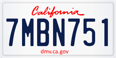 CA license plate 7MBN751