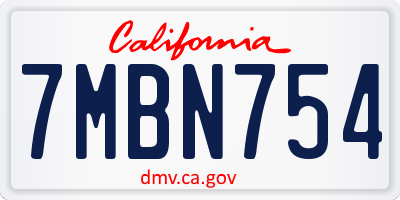 CA license plate 7MBN754