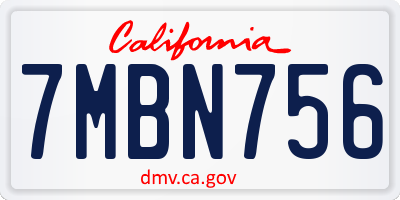 CA license plate 7MBN756